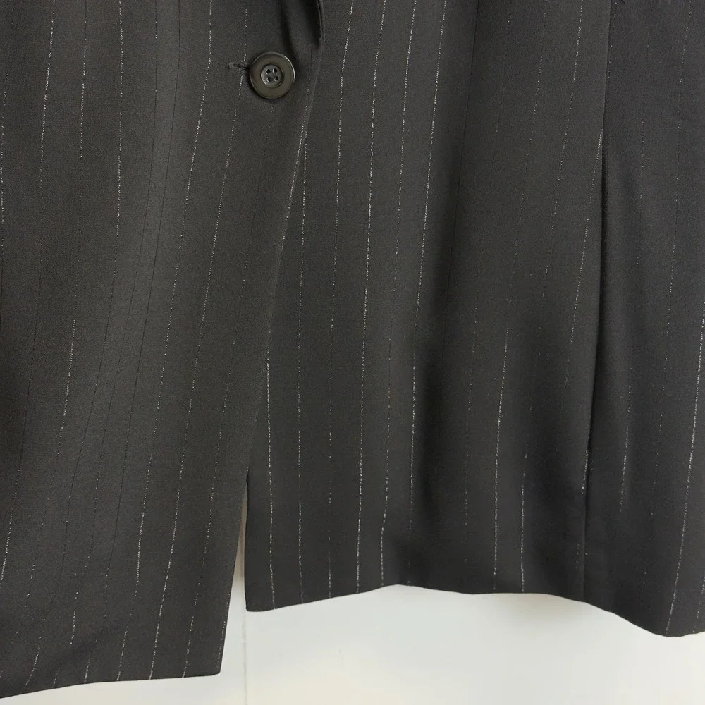Worthington Woman Black Pinstripe Blazer Single Button Jacket Plus Size 22W